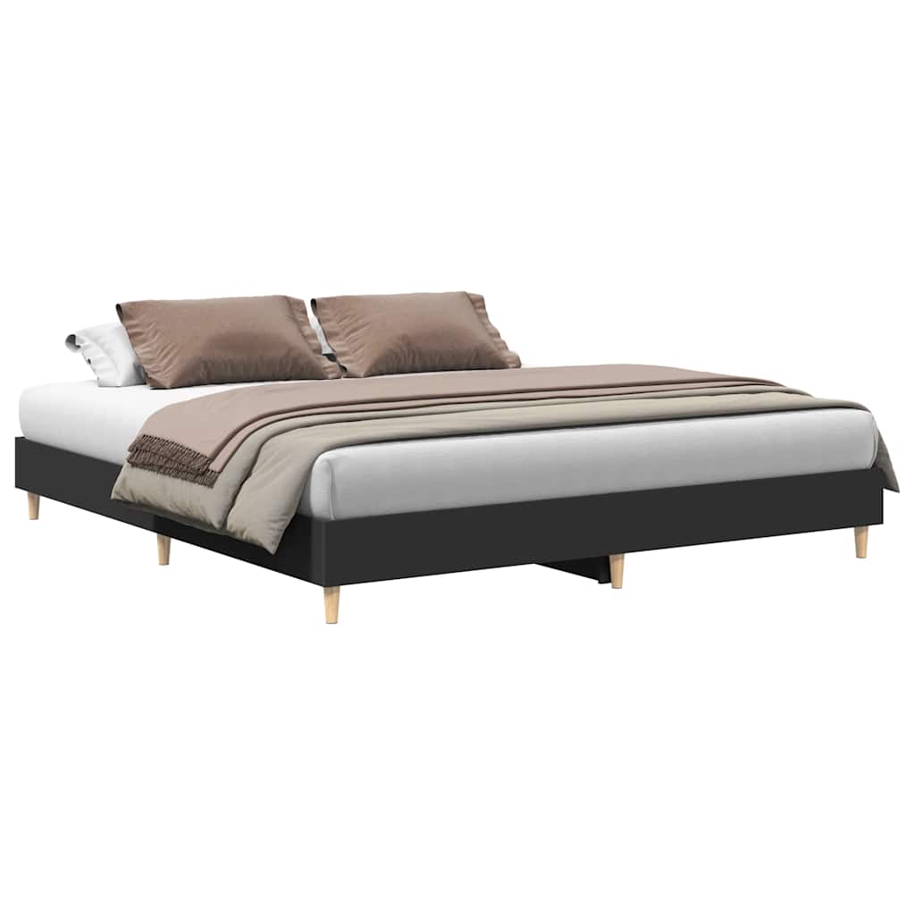 vidaXL Rama łóżka bez materaca czarna 200x200 cm drewno klejone
