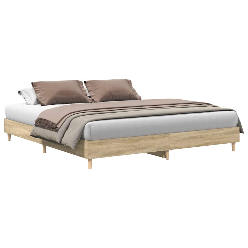vidaXL Rama łóżka bez materaca Dąb Sonoma 200x200 cm Drewno klejone