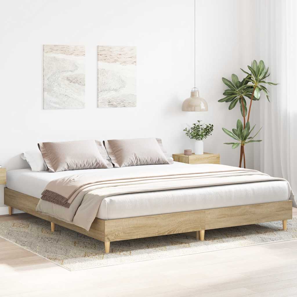 vidaXL Rama łóżka bez materaca Dąb Sonoma 200x200 cm Drewno klejone
