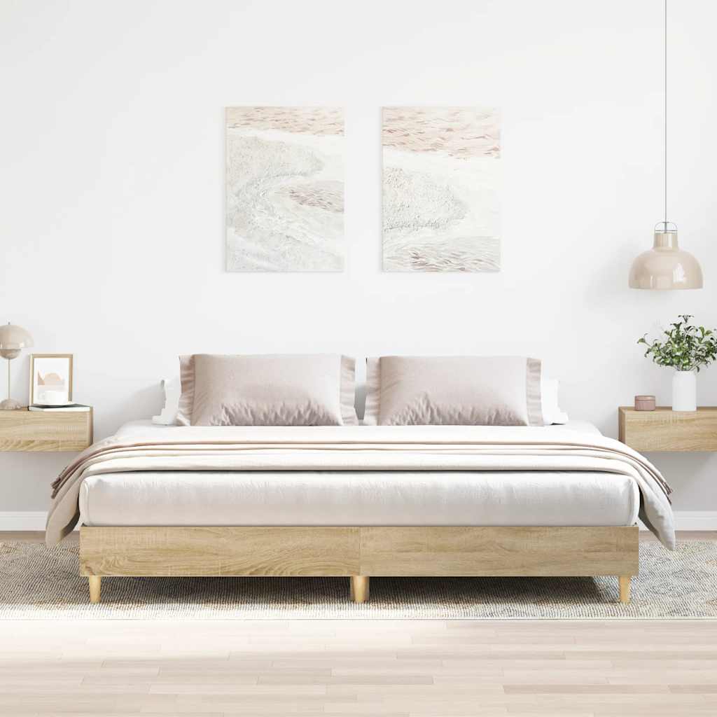 vidaXL Rama łóżka bez materaca Dąb Sonoma 200x200 cm Drewno klejone