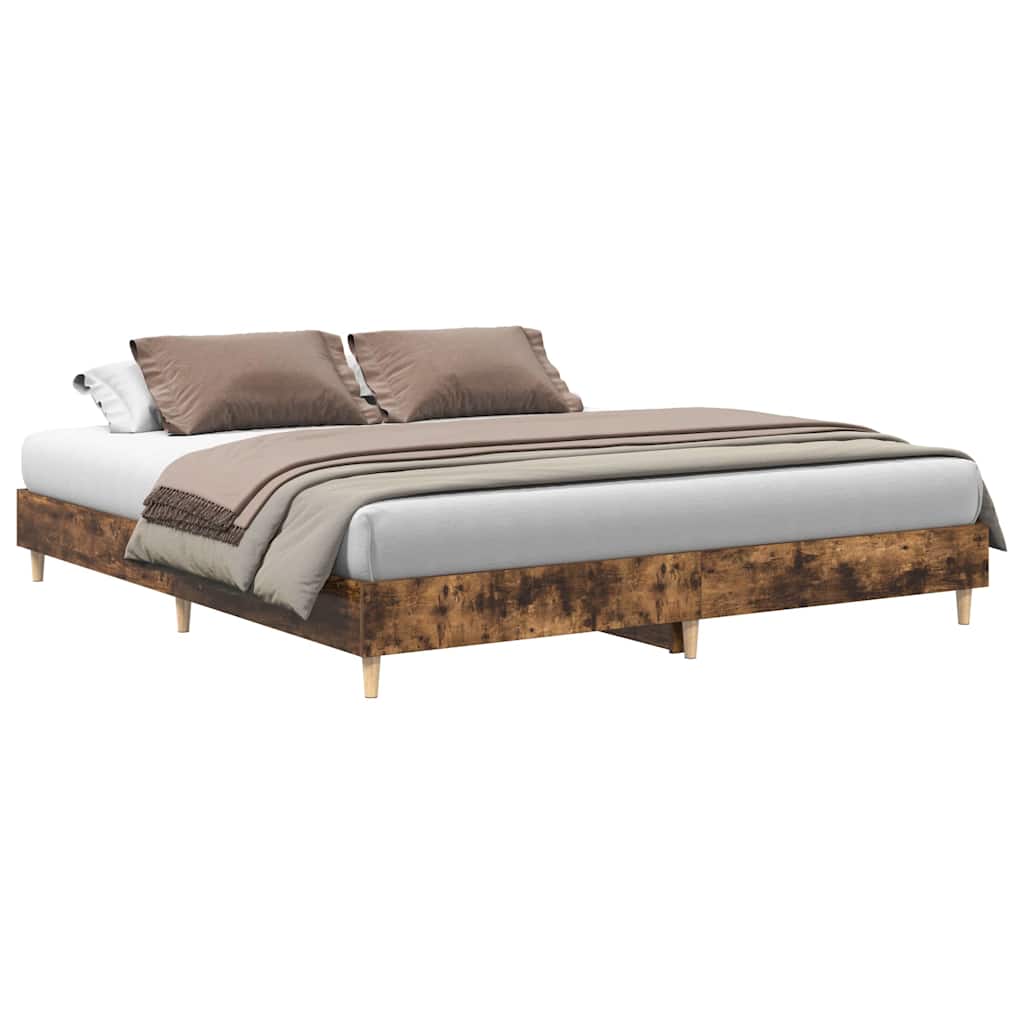 vidaXL Rama łóżka bez materaca dąb wędzony 200x200 cm drewno klejone