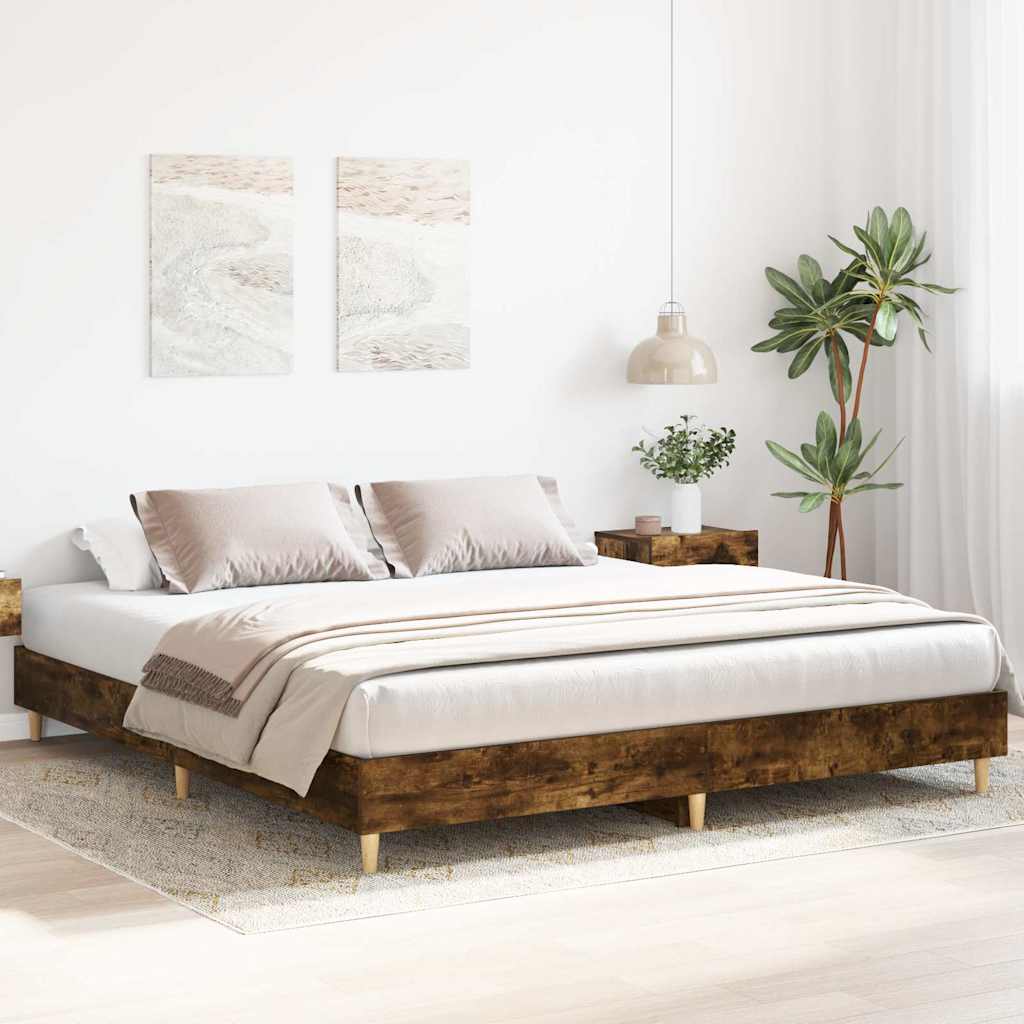 vidaXL Rama łóżka bez materaca dąb wędzony 200x200 cm drewno klejone