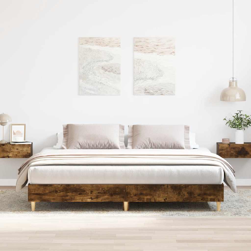 vidaXL Rama łóżka bez materaca dąb wędzony 200x200 cm drewno klejone