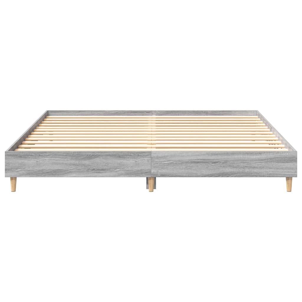 vidaXL Rama łóżka bez materaca Szary Sonoma 200x200 cm Drewno klejone