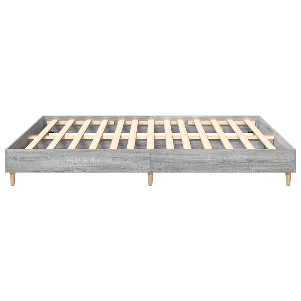 vidaXL Rama łóżka bez materaca Szary Sonoma 200x200 cm Drewno klejone