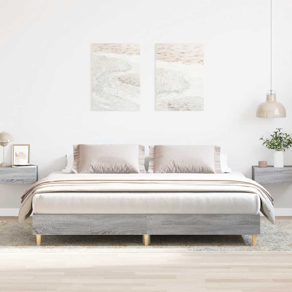 vidaXL Rama łóżka bez materaca Szary Sonoma 200x200 cm Drewno klejone
