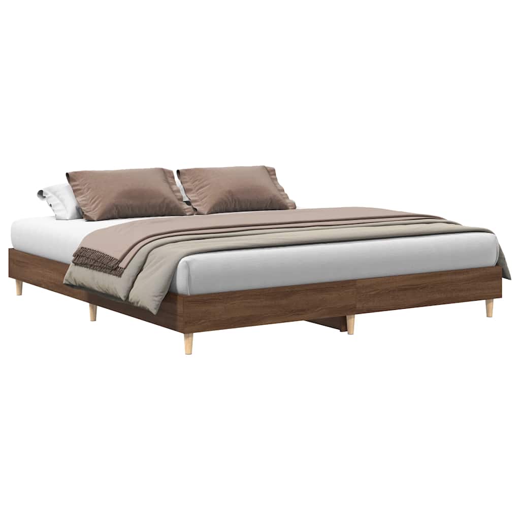 vidaXL Rama łóżka bez materaca Brązowy dąb 200x200 cm Drewno klejone
