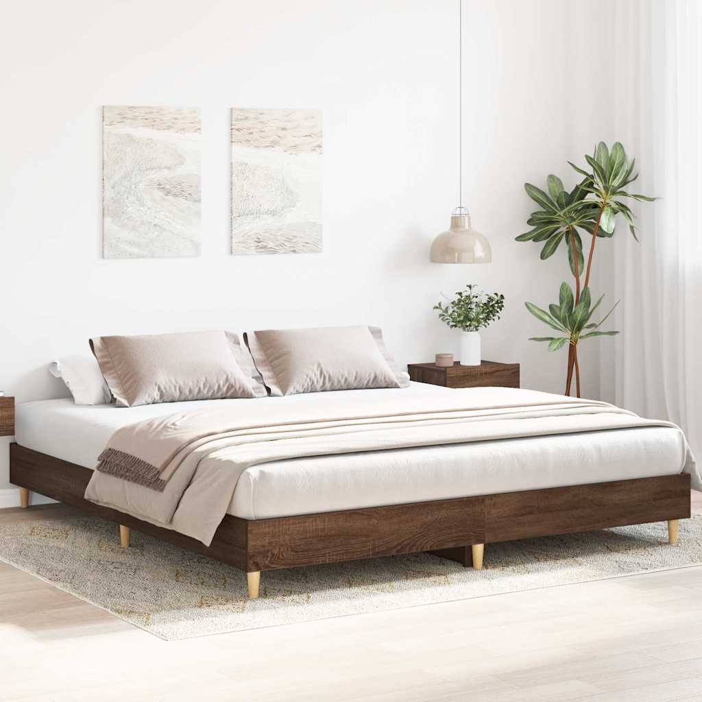 vidaXL Rama łóżka bez materaca Brązowy dąb 200x200 cm Drewno klejone
