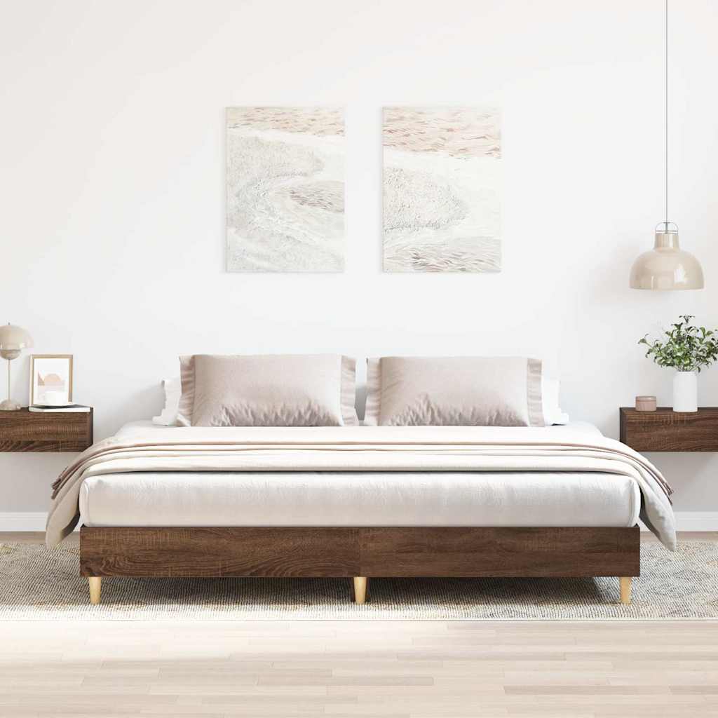 vidaXL Rama łóżka bez materaca Brązowy dąb 200x200 cm Drewno klejone