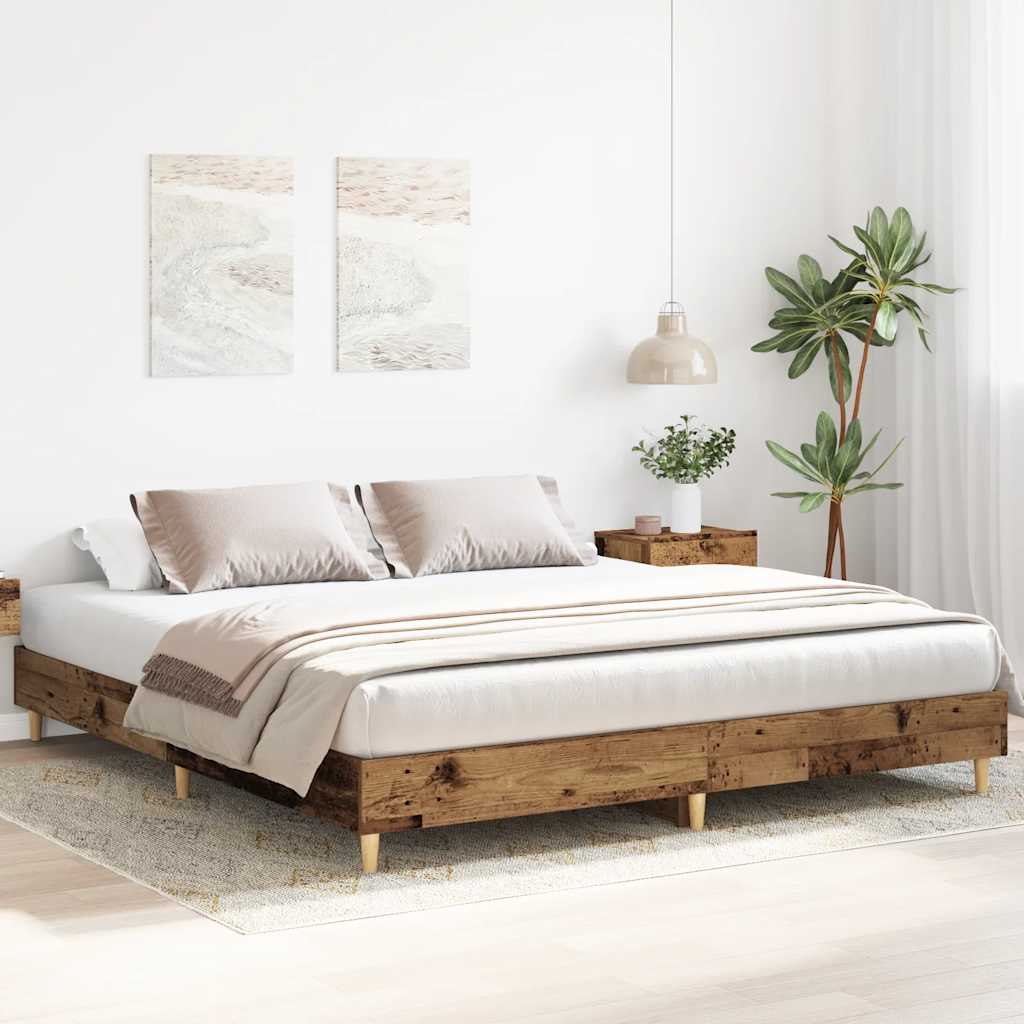 vidaXL Rama łóżka bez materaca Stare drewno 200x200 cm Drewno klejone