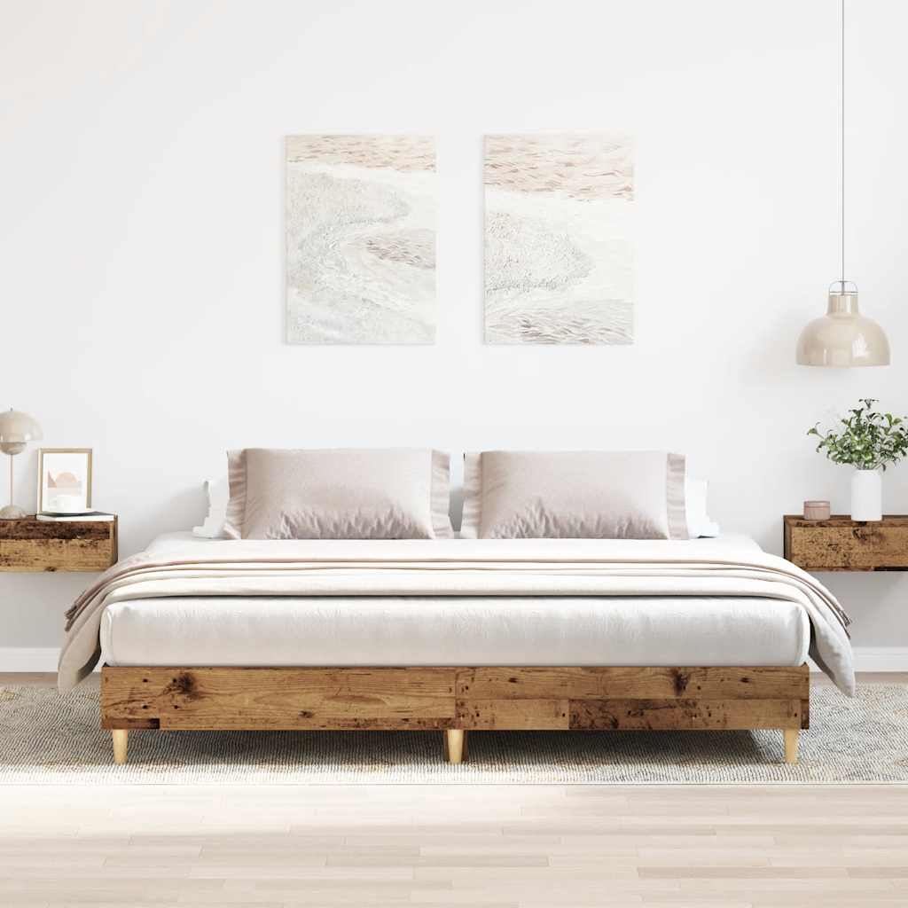vidaXL Rama łóżka bez materaca Stare drewno 200x200 cm Drewno klejone