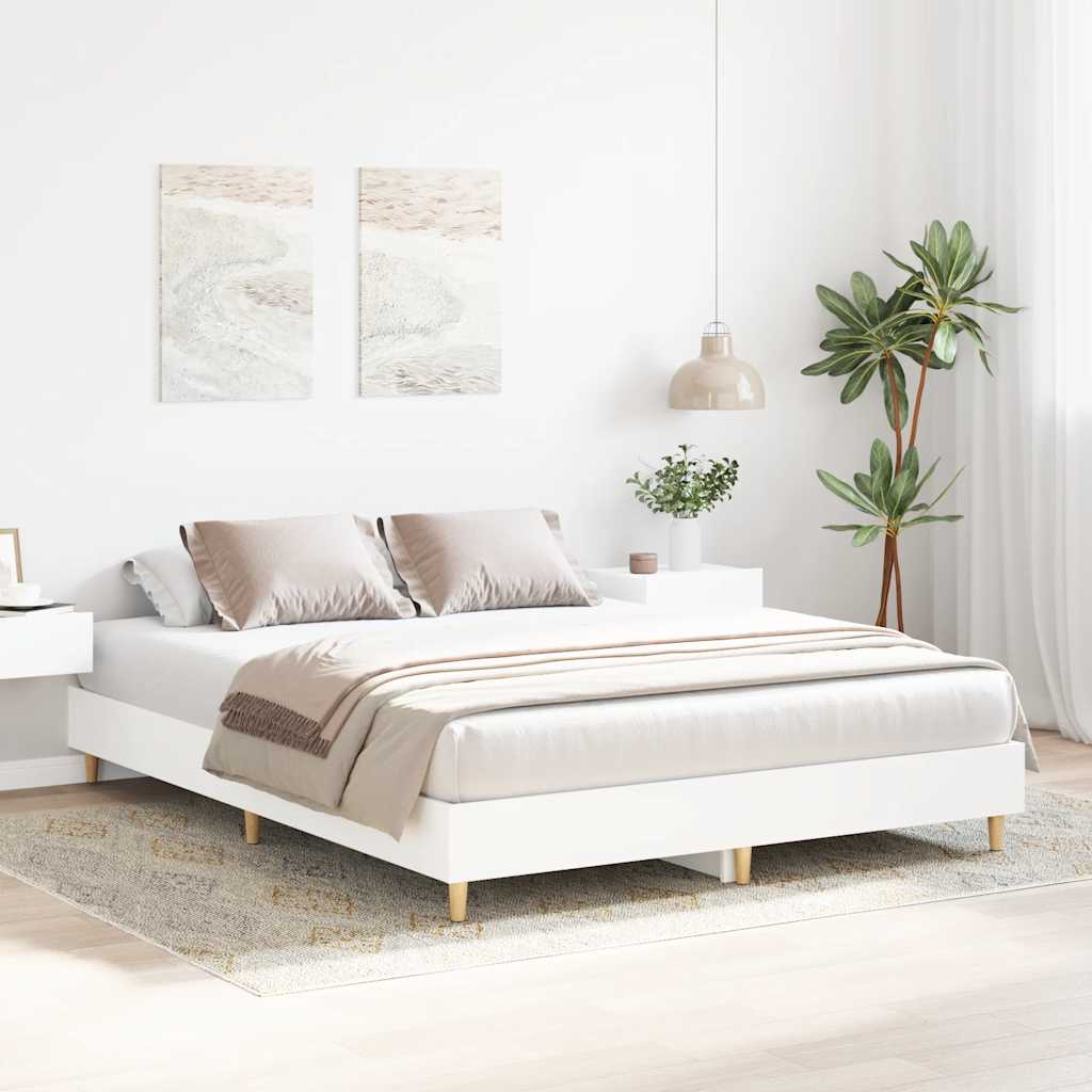 vidaXL Rama łóżka bez materaca biała 150x200 cm drewno klejone