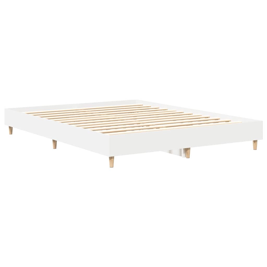 vidaXL Rama łóżka bez materaca biała 150x200 cm drewno klejone