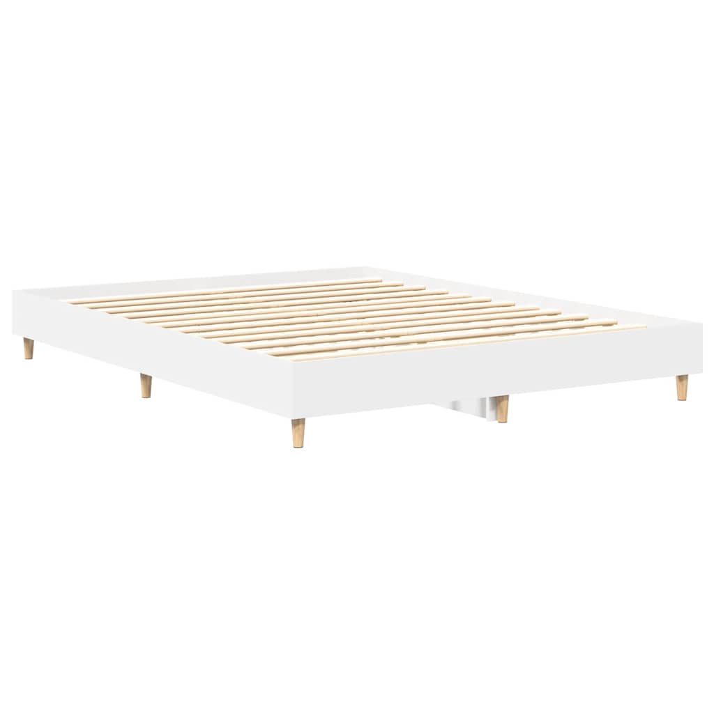 vidaXL Rama łóżka bez materaca biała 150x200 cm drewno klejone