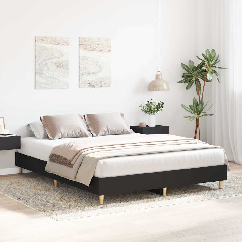 vidaXL Rama łóżka bez materaca czarna 150x200 cm drewno klejone
