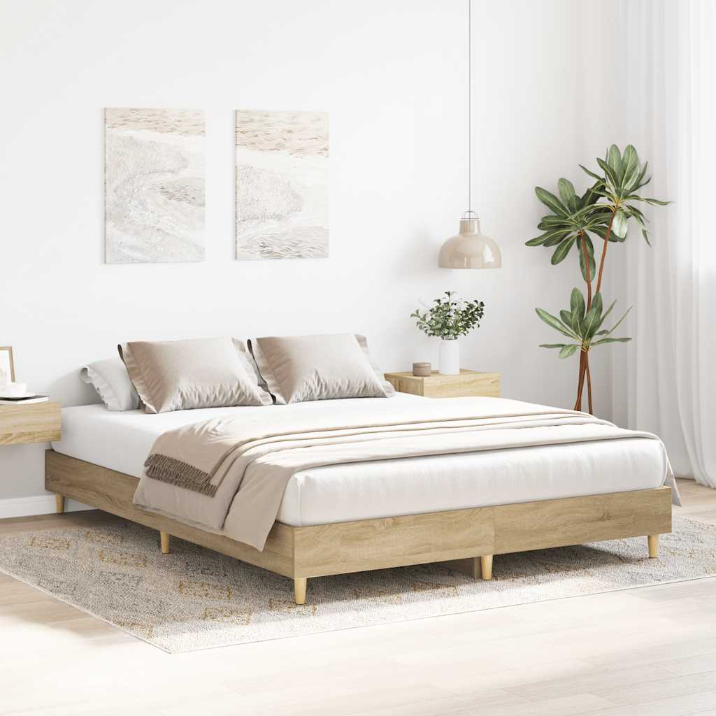 vidaXL Rama łóżka bez materaca Dąb Sonoma 150x200 cm Drewno klejone