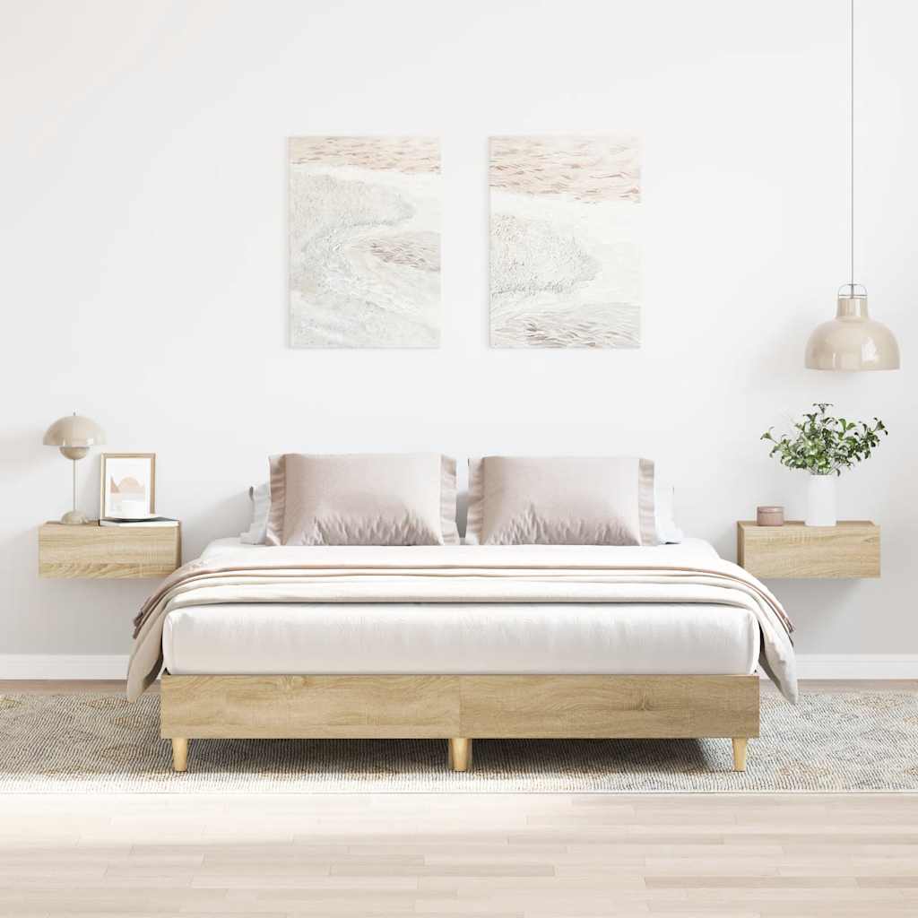 vidaXL Rama łóżka bez materaca Dąb Sonoma 150x200 cm Drewno klejone