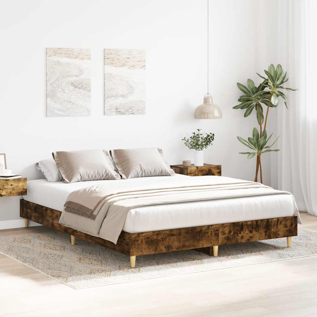 vidaXL Rama łóżka bez materaca dąb wędzony 150x200 cm drewno klejone