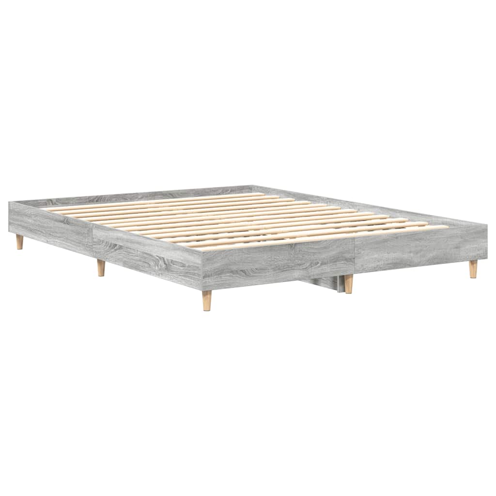 vidaXL Rama łóżka bez materaca Szary Sonoma 150x200 cm Drewno klejone
