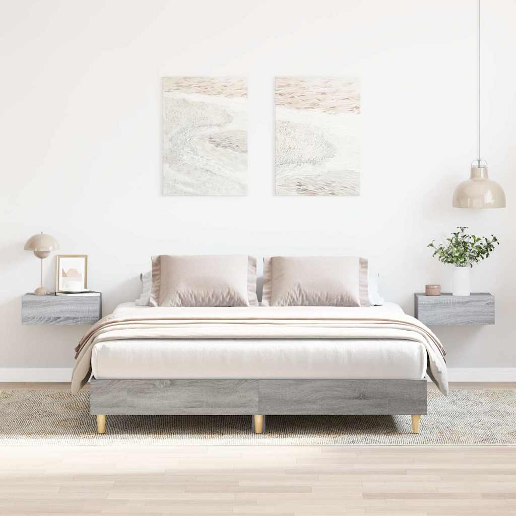 vidaXL Rama łóżka bez materaca Szary Sonoma 150x200 cm Drewno klejone