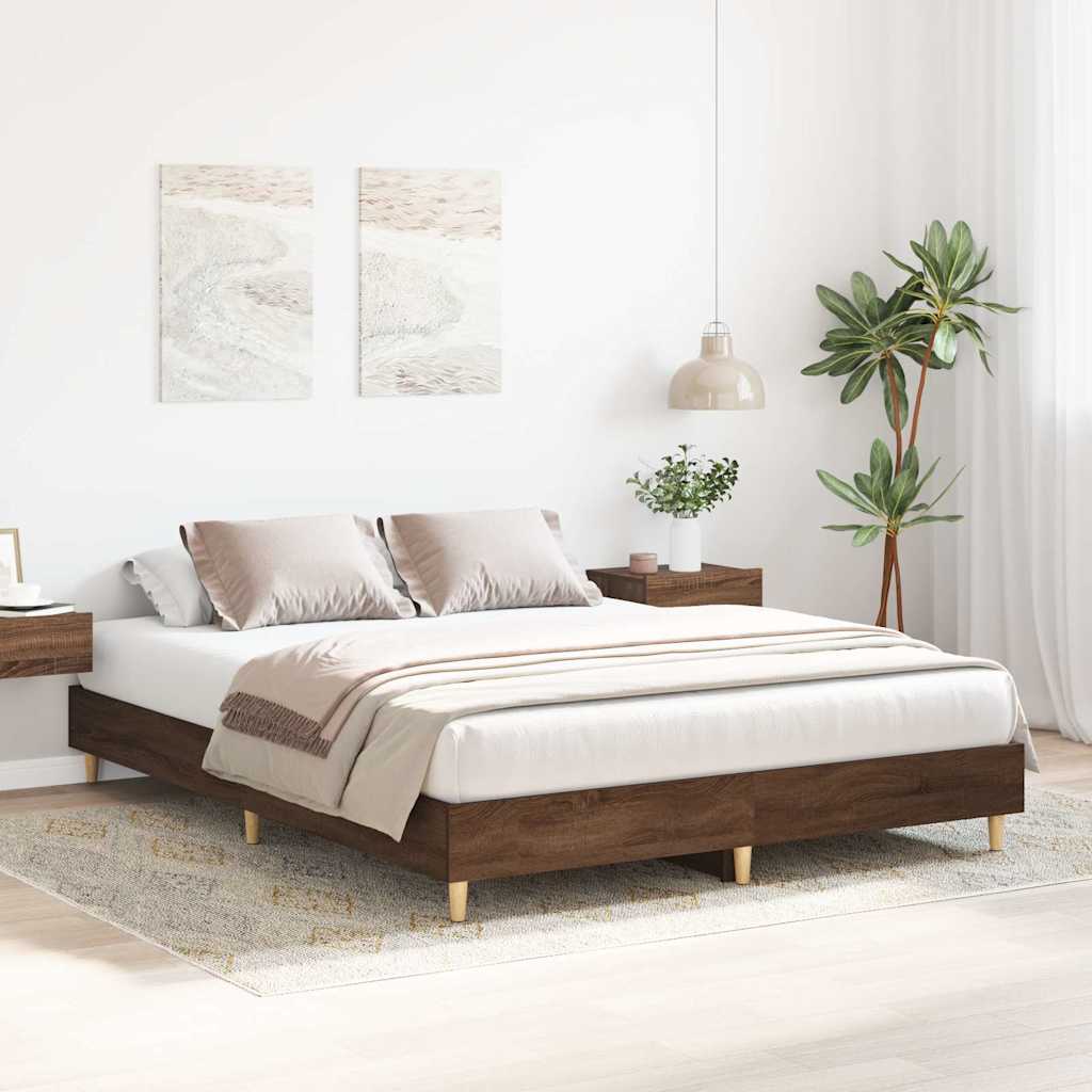 vidaXL Rama łóżka bez materaca Brązowy dąb 150x200 cm Drewno klejone