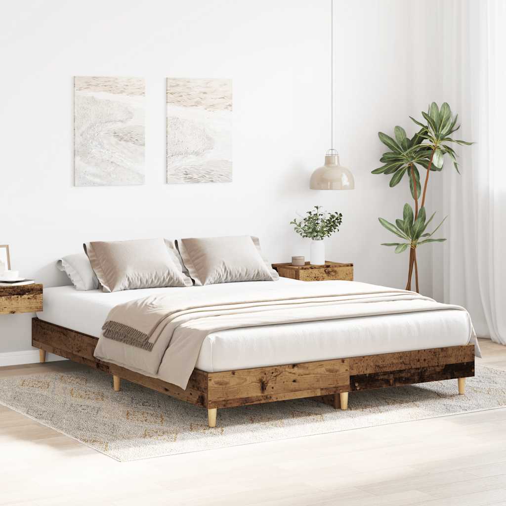 vidaXL Rama łóżka bez materaca Stare drewno 150x200 cm Drewno klejone