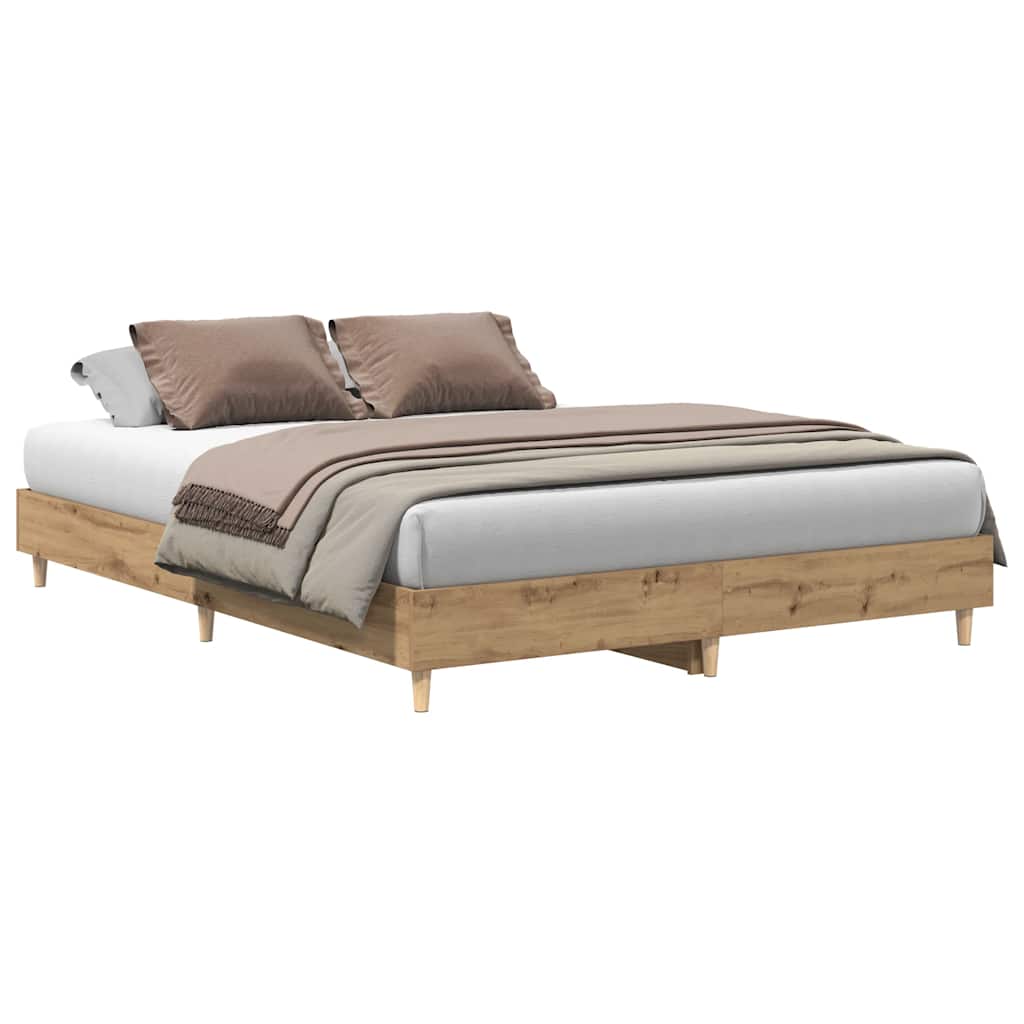 vidaXL Rama łóżka bez materaca Artisan Oak 150x200 cm Drewno klejone