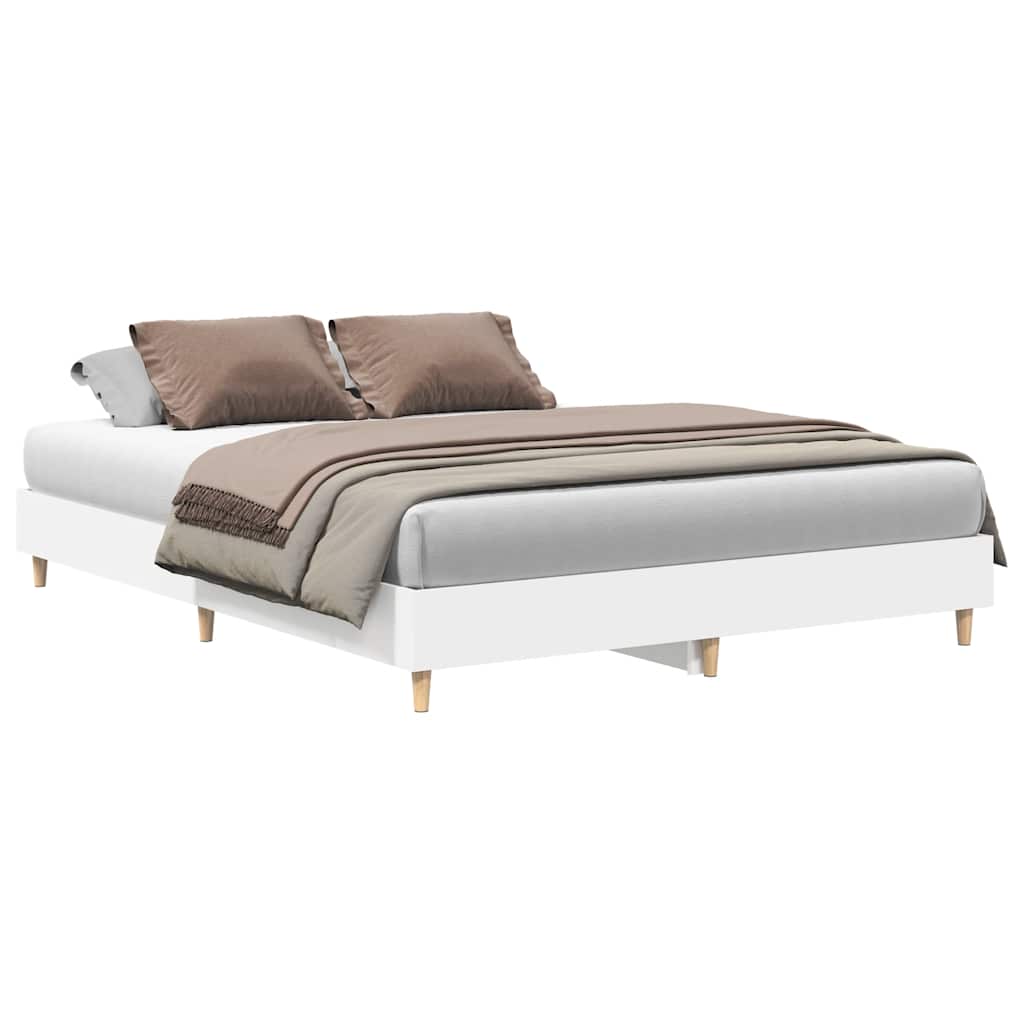 vidaXL Rama łóżka bez materaca biała 140x200 cm drewno klejone