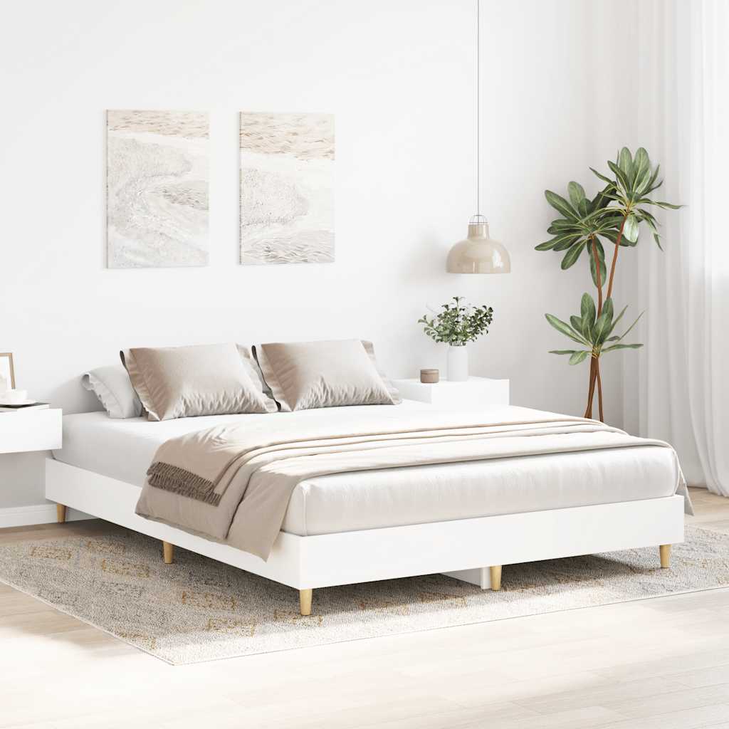 vidaXL Rama łóżka bez materaca biała 140x200 cm drewno klejone