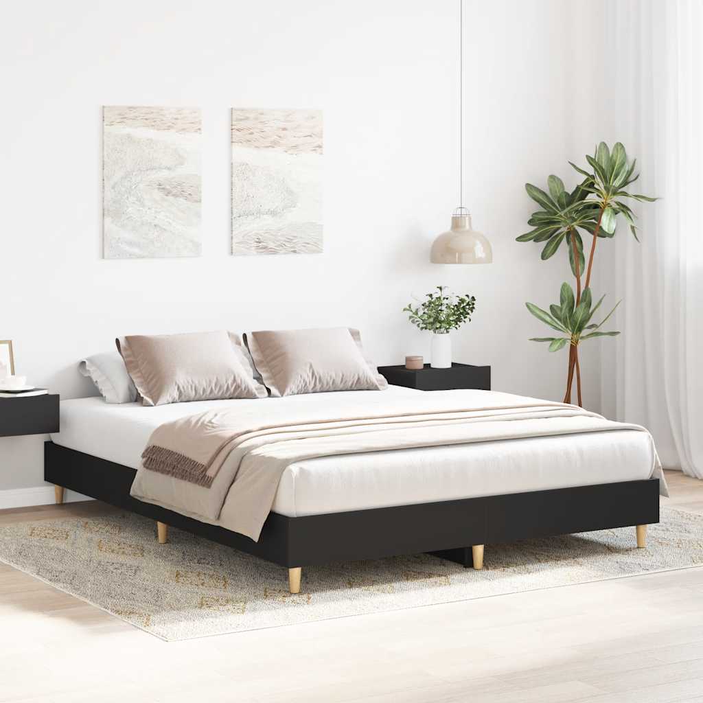 vidaXL Rama łóżka bez materaca czarna 140x200 cm drewno klejone