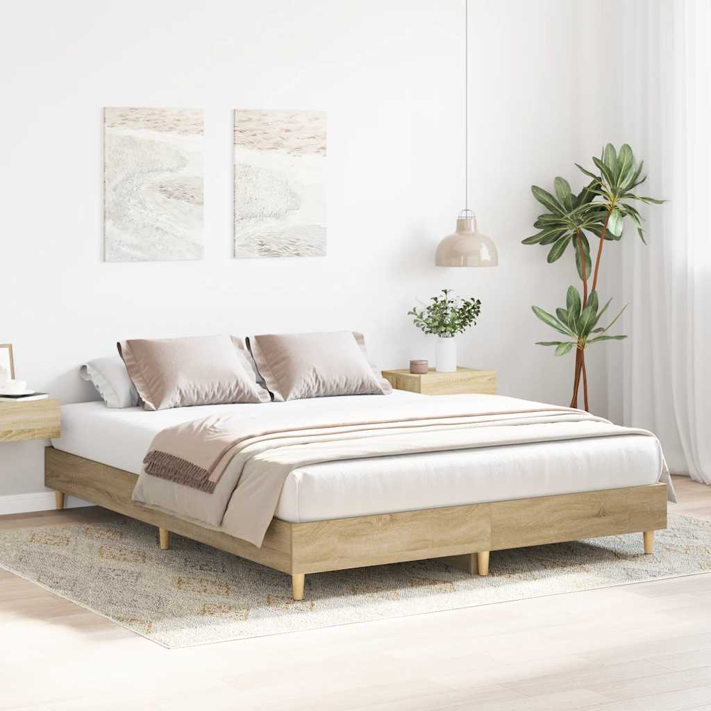 vidaXL Rama łóżka bez materaca Dąb Sonoma 140x200 cm Drewno klejone