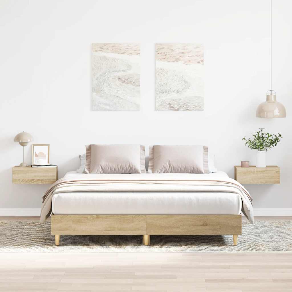 vidaXL Rama łóżka bez materaca Dąb Sonoma 140x200 cm Drewno klejone