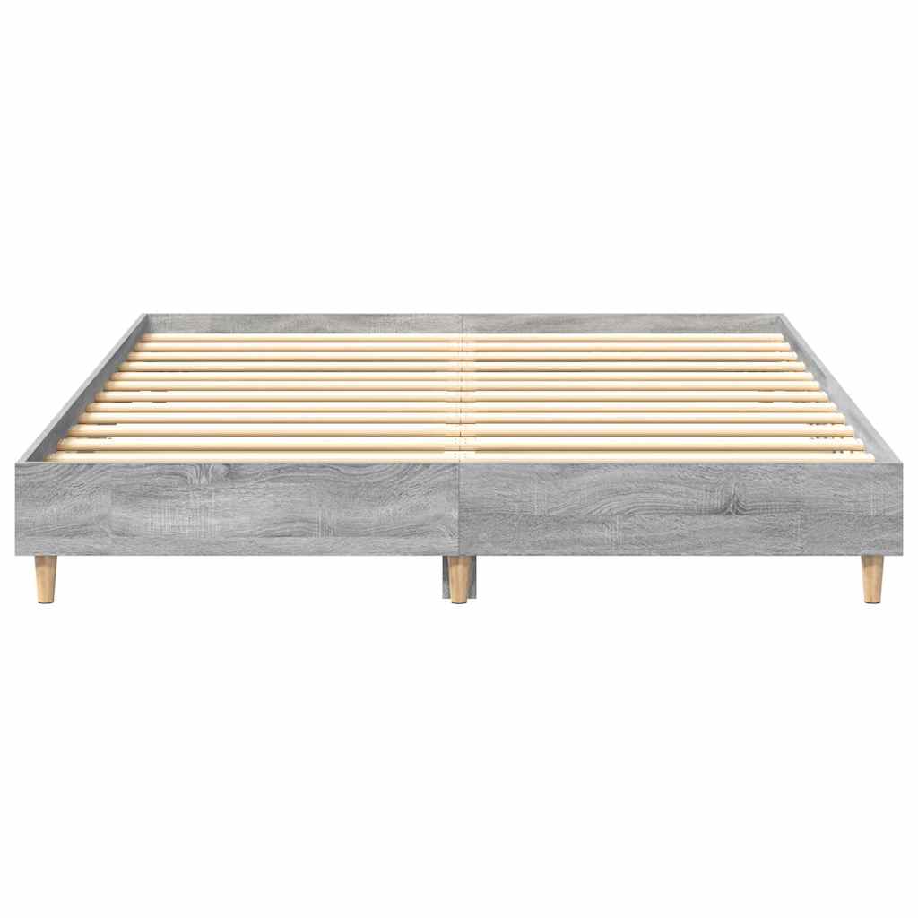 vidaXL Rama łóżka bez materaca Szary Sonoma 140x200 cm Drewno klejone
