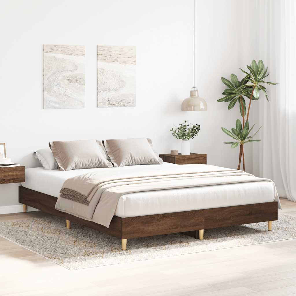 vidaXL Rama łóżka bez materaca Brązowy dąb 140x200 cm Drewno klejone