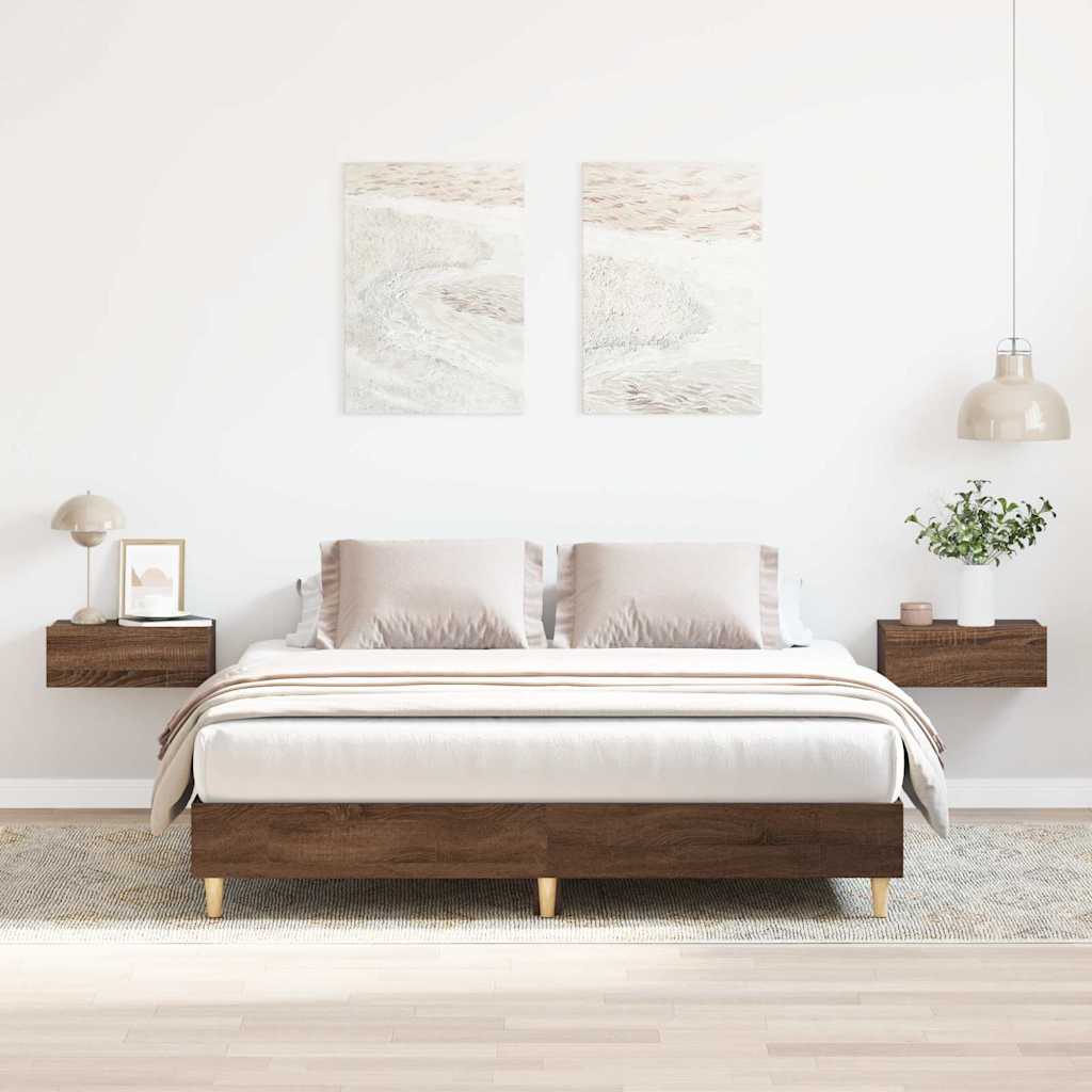 vidaXL Rama łóżka bez materaca Brązowy dąb 140x200 cm Drewno klejone