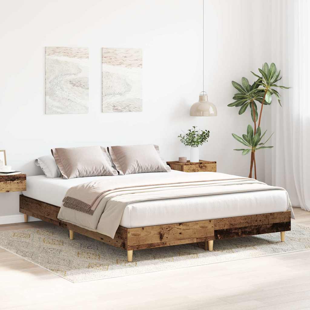 vidaXL Rama łóżka bez materaca Stare drewno 140x200 cm Drewno klejone