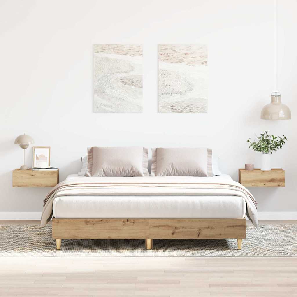 vidaXL Rama łóżka bez materaca Artisan Oak 140x200 cm Drewno klejone