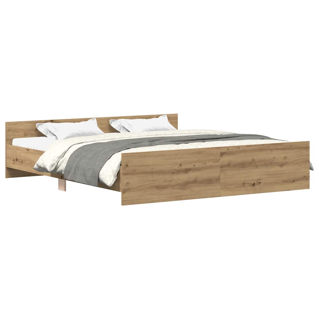 vidaXL Rama łóżka bez materaca Artisan Oak 160x200cm Drewno klejone