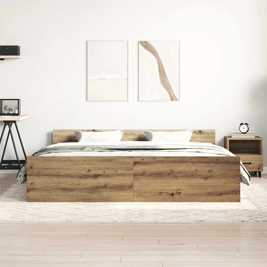 vidaXL Rama łóżka bez materaca Artisan Oak 160x200cm Drewno klejone