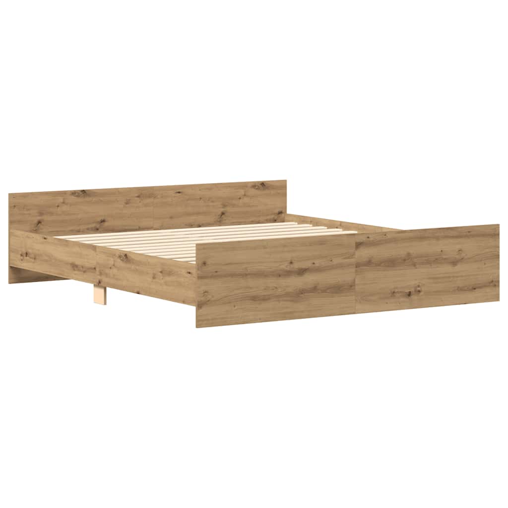 vidaXL Rama łóżka bez materaca Artisan Oak 160x200cm Drewno klejone