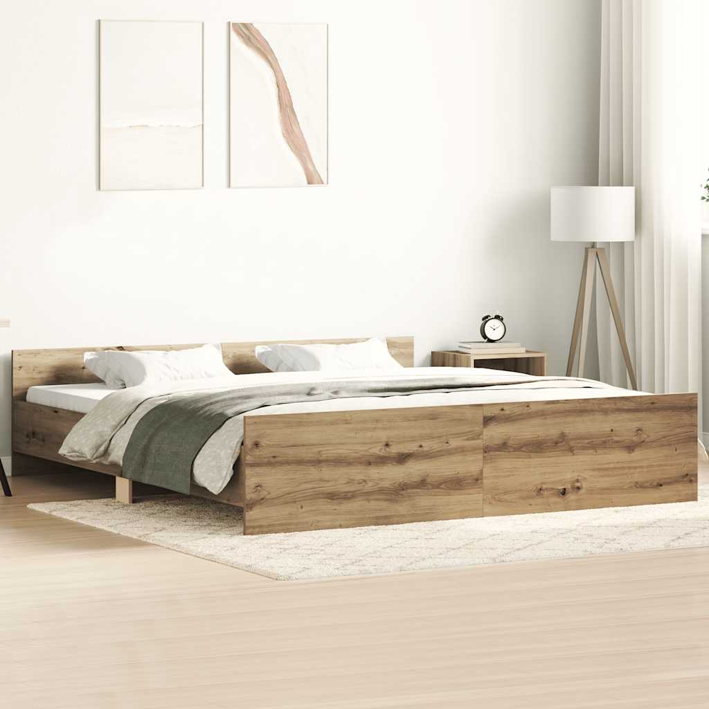 vidaXL Rama łóżka bez materaca Artisan Oak 160x200cm Drewno klejone