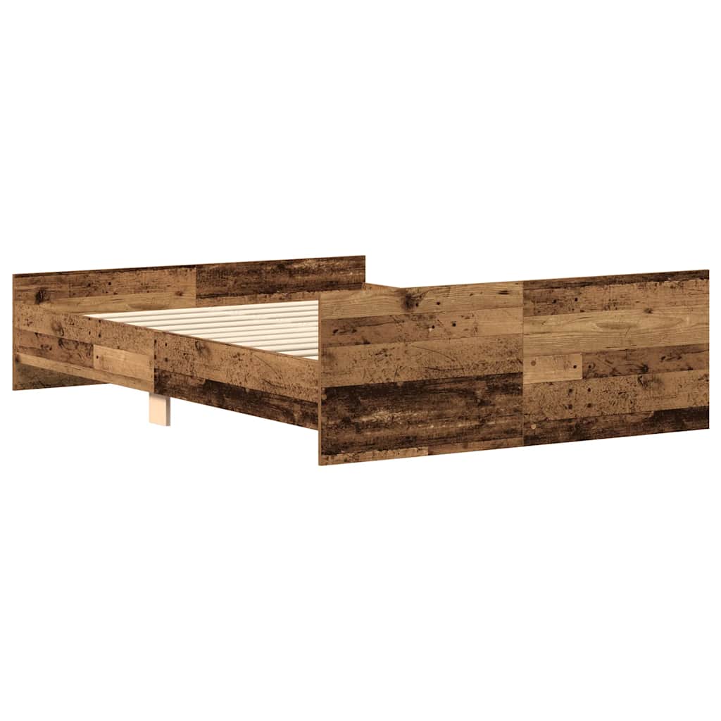 vidaXL Rama łóżka bez materaca Stare drewno 120x190cm Drewno klejone