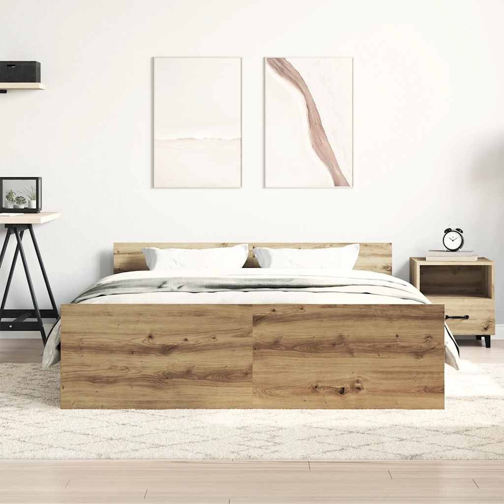 vidaXL Rama łóżka bez materaca Artisan Oak 120x190cm Drewno klejone