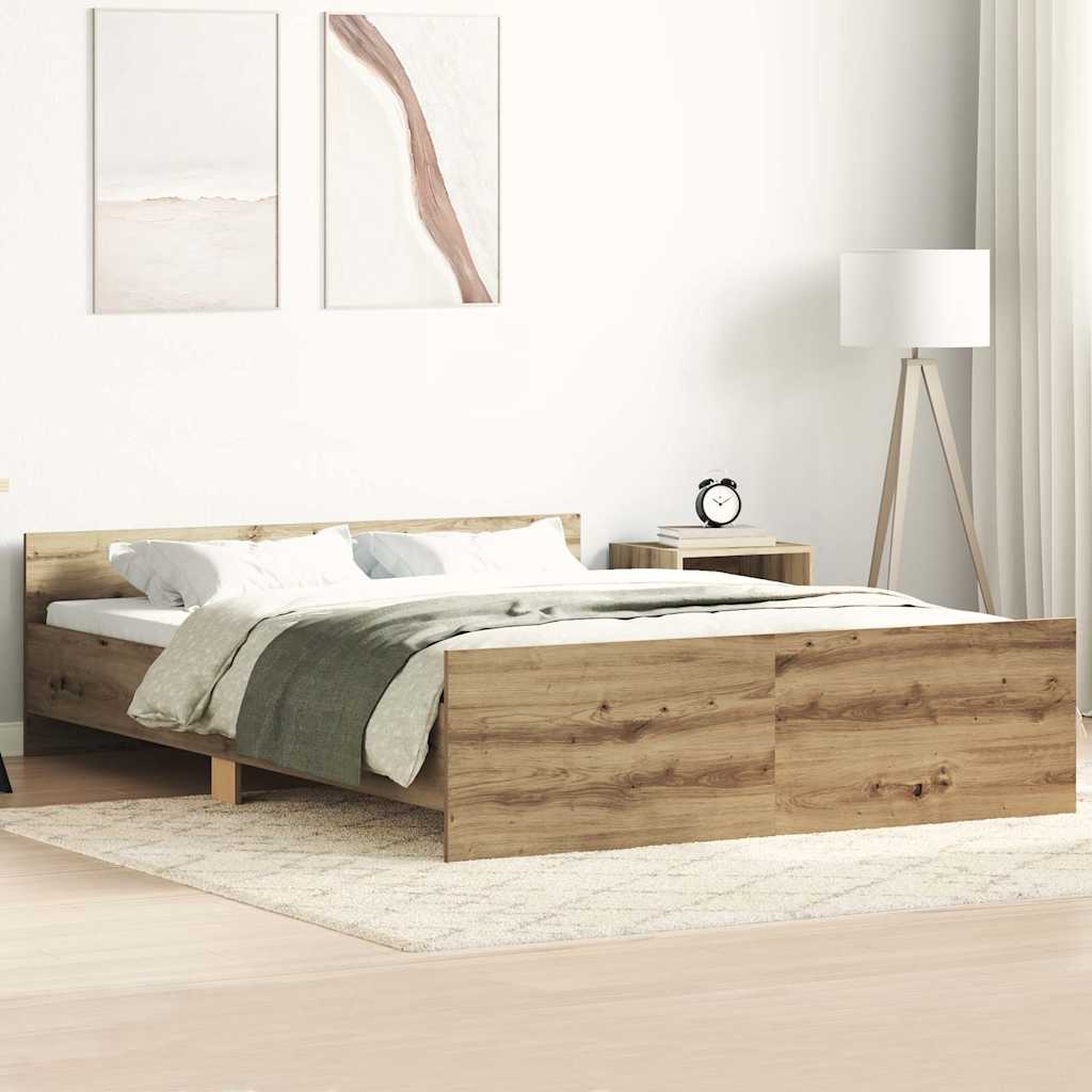 vidaXL Rama łóżka bez materaca Artisan Oak 120x190cm Drewno klejone