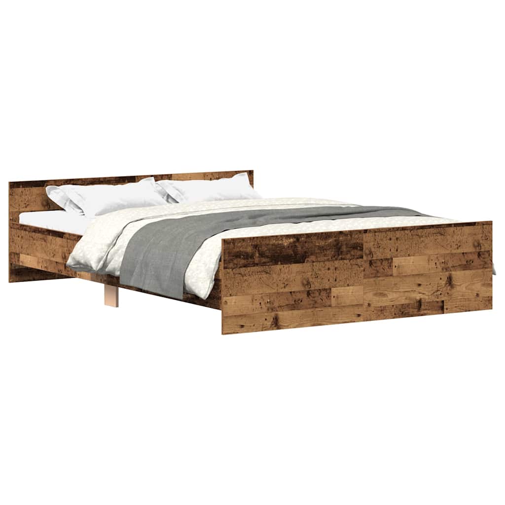 vidaXL Rama łóżka bez materaca Stare drewno 140x190cm Drewno klejone