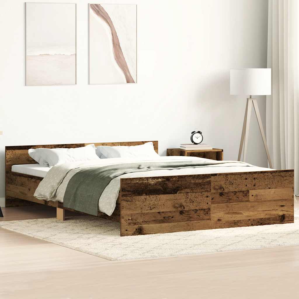 vidaXL Rama łóżka bez materaca Stare drewno 140x190cm Drewno klejone