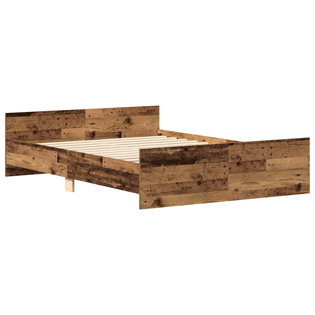 vidaXL Rama łóżka bez materaca Stare drewno 135x190cm Drewno klejone