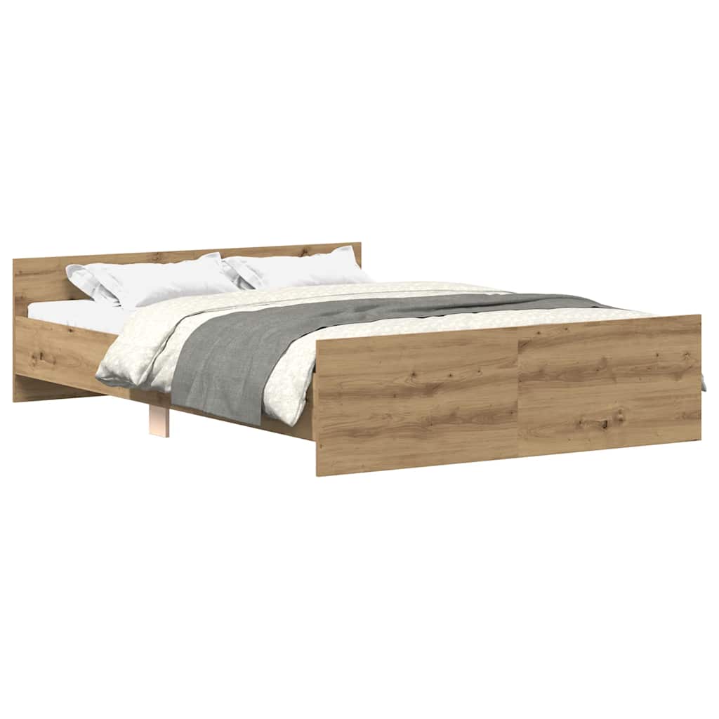 vidaXL Rama łóżka bez materaca Artisan Oak 135x190cm Drewno klejone