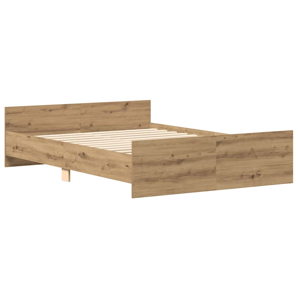 vidaXL Rama łóżka bez materaca Artisan Oak 135x190cm Drewno klejone
