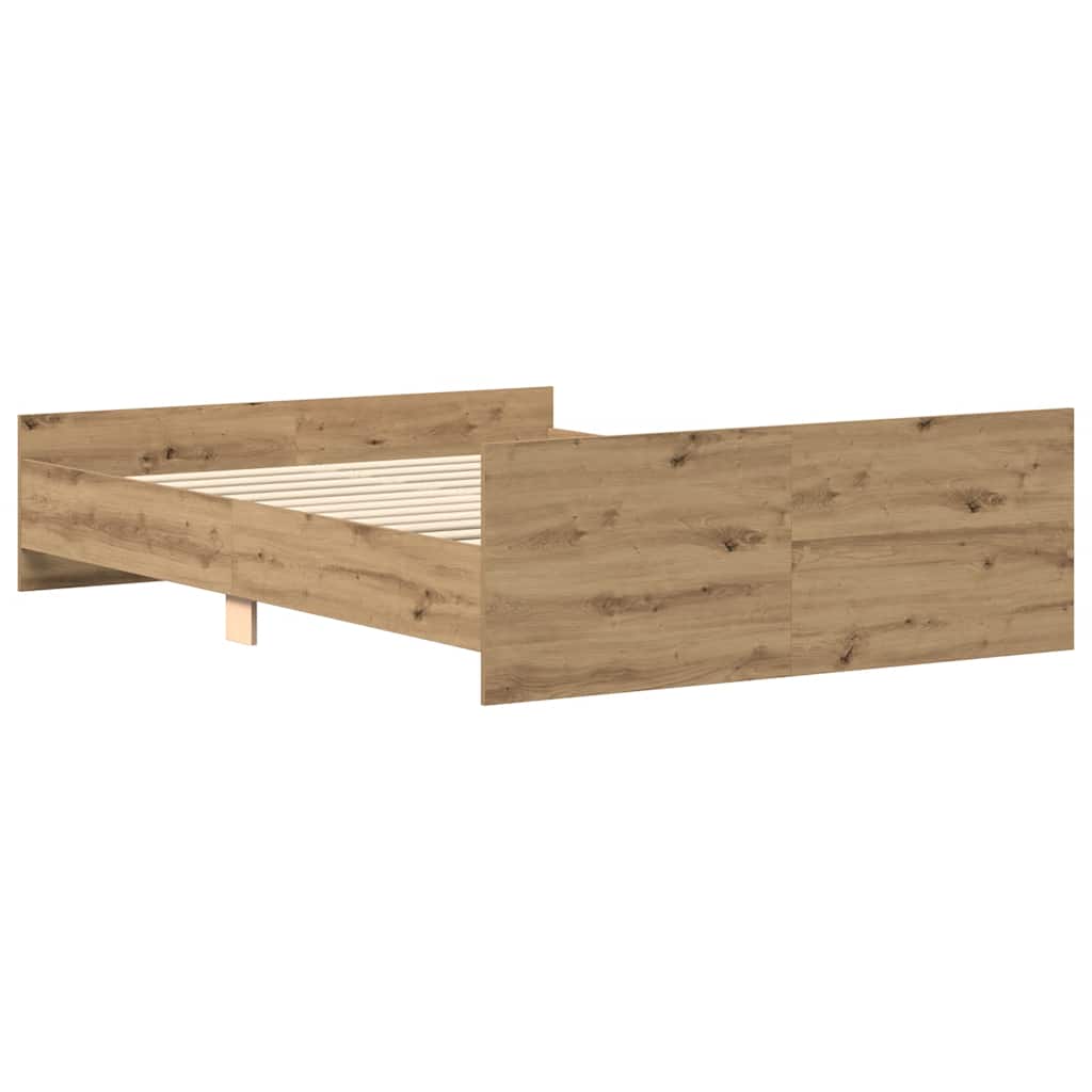vidaXL Rama łóżka bez materaca Artisan Oak 135x190cm Drewno klejone